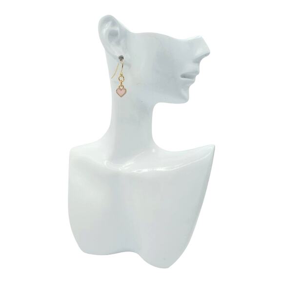 Pastel Pink Heart Earrings – Kawaii Cute Dangle Jewelry - Picture 3 of 3